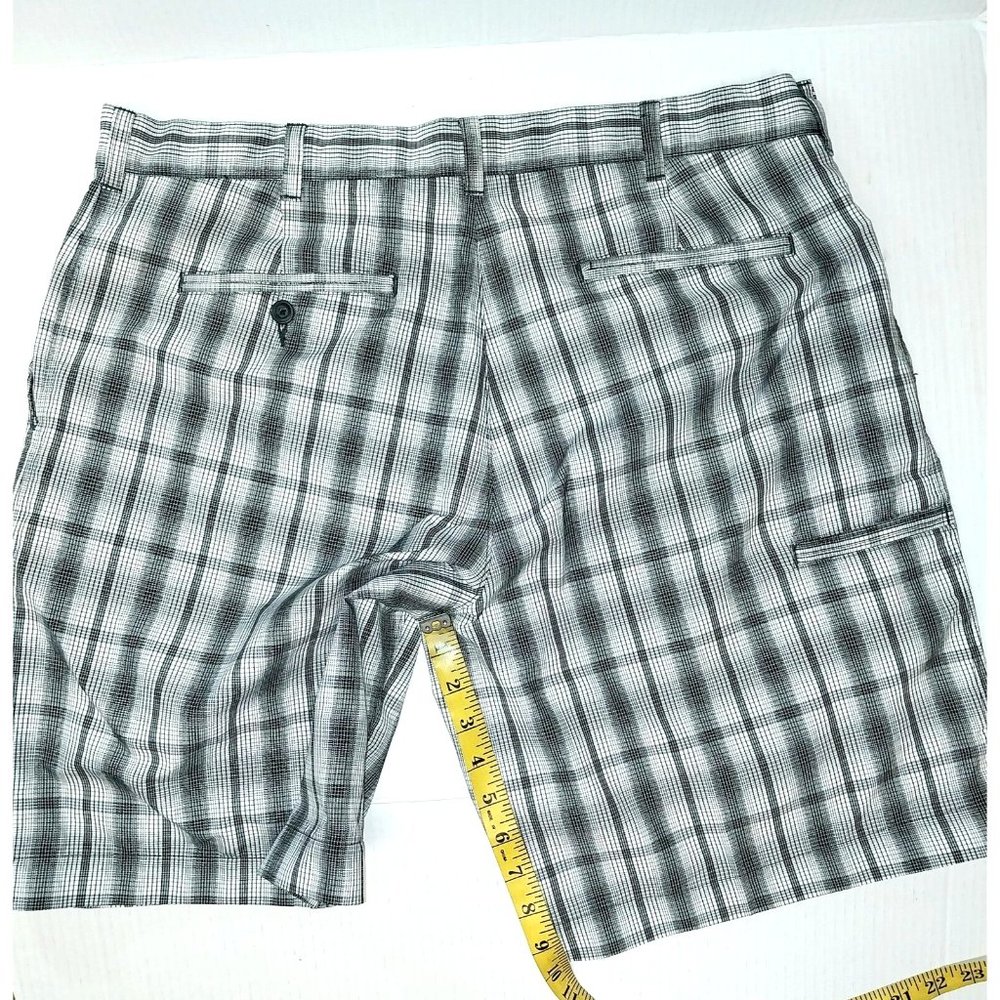 PGA Tour Men's Shorts Black White Plaid Golf Side Pocket 36 - Picture 3 of 3